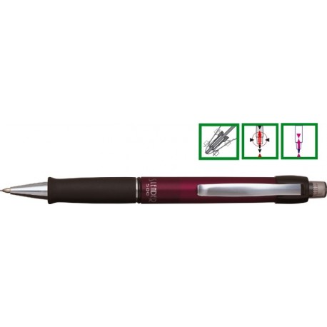 Creion mecanic de lux, 0,5mm, varf si accesorii metalice, PENAC Slender 500 - corp visiniu