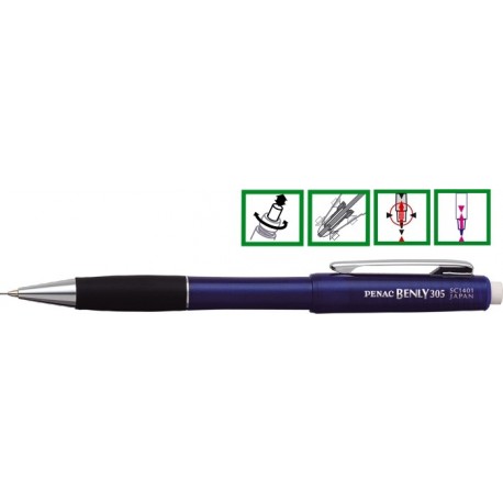 Creion mecanic de lux 0,5mm, varf si accesorii metalice, PENAC Benly 305 - safir