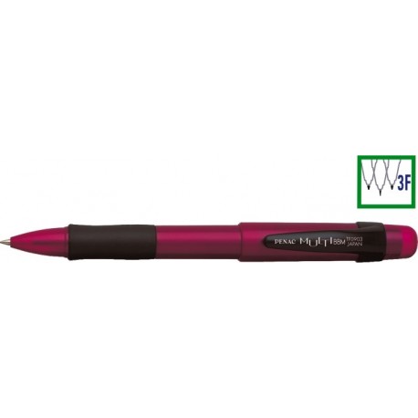 Pix cu doua culori / creion mecanic 0.5mm, cu rubber grip, PENAC Multi BBM - corp rubin