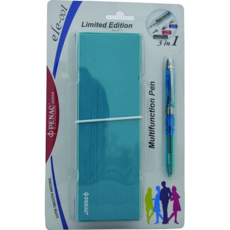 Pix multifunctional cu doua culori / creion mecanic 0.5mm, PENAC ELE 001 + penar cadou, turcoaz
