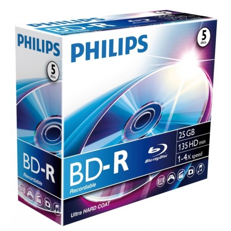 Blu-Ray disk Recordable, 25GB, 6x, Jewelcase, PHILIPS
