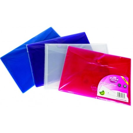 Mapa protectie documente, A5 landscape, cu capsa, 10/set, PUKKA - transparent albastru