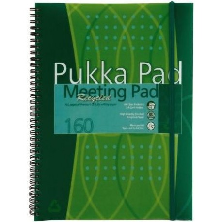 Caiet cu spirala dubla A4, 80 file 80g/mp, coperti PP, cu elastic, Pukka Pad Recycled - dictando