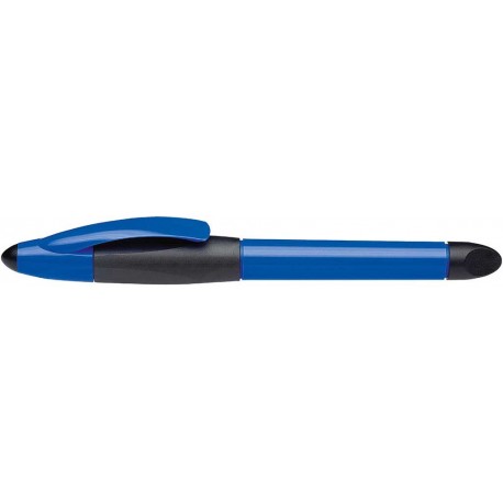 Roller cu cartus SCHNEIDER Base Ball, rubber grip, corp albastru/negru, cu decor - scriere albastra