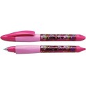 Roller cu cartus SCHNEIDER Base Ball, rubber grip, corp roz/rose, cu decor - scriere albastra