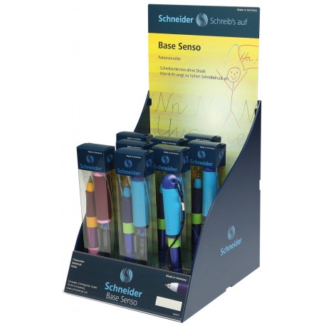 Display SCHNEIDER Base Senso, 8 rollere - (5 x albastru/verde, 3 x roz/orange) - scriere albastra