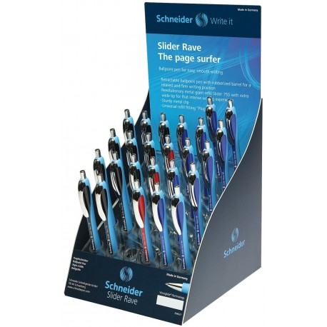 Display 25 pixuri SCHNEIDER Slider Rave XB - (3 x rosu, 11 x negru, 11 x albastru)