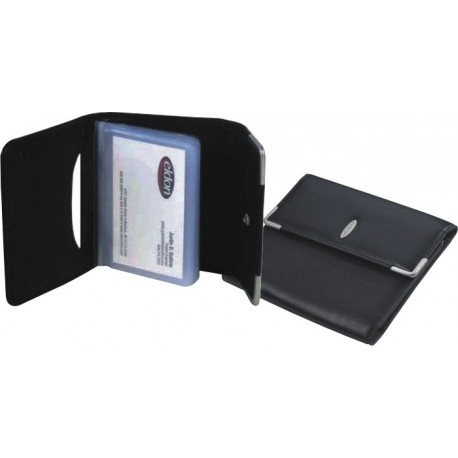 Portofel din piele neagra, pentru carduri si 36 carti de vizita, ROLODEX