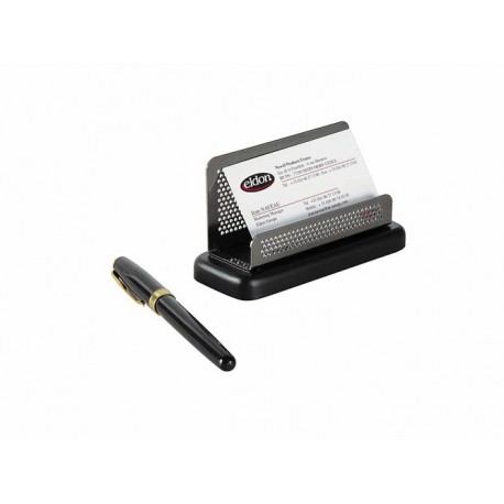 Suport carti vizita, ROLODEX Wood & Metal - lemn negru/metal cromat