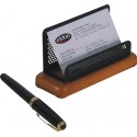 Suport carti vizita, ROLODEX Wood & Metal - lemn cires/metal negru