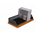 Suport CD-uri cu carcasa, ROLODEX Wood & Metal - lenm cires/metal negru