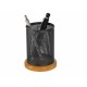 Suport pentru instrumente de scris, ROLODEX Wood & Metal - lemn cires/metal negru
