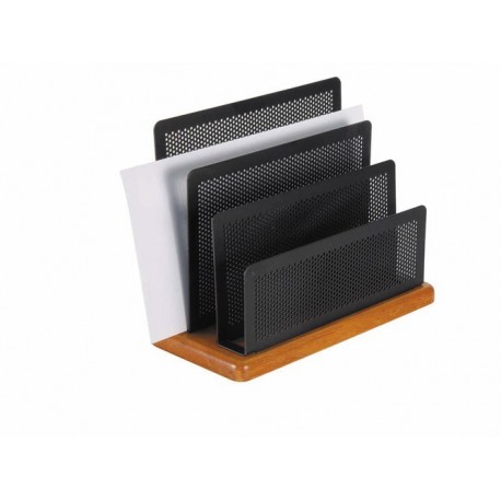 Suport/separator corespondenta, ROLODEX Wood & Metal - lemn cires/metal negru