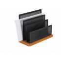 Suport/separator corespondenta, ROLODEX Wood & Metal - lemn cires/metal negru