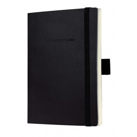Caiet lux cu elastic, coperti soft, A6(93 x 140mm), 97 file, Conceptum - classic negru - velin