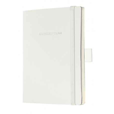 Caiet lux cu elastic, coperti soft, A6(93 x 140mm), 97 file, Conceptum - classic alb - matematica