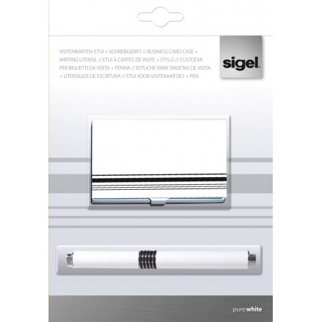 Set port carti vizita metalic + pix, SIGEL Black Stripe - white