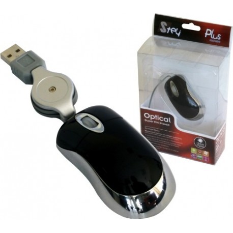 Mini Mouse optic cu 3 butoane + scroll, cablu retractabil, STEY