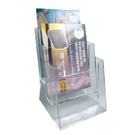 Display plastic pentru pliante, 3 x A4, STEY - transparent