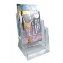 Display plastic pentru pliante, 3 x A4, STEY - transparent