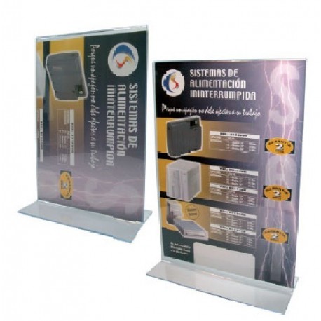 Display plastic pentru pliante, forma "T", 1/3 A4, STEY - transparent