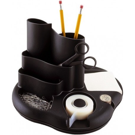 Suport cu 8 compartimente pentru accesorii de birou, rotativ, STEY - negru