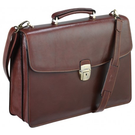 Servieta din piele maro, pentru laptop, 40 x 29 x 12cm, TONY PEROTTI Versilia Collection