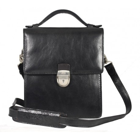 Geanta Unisex, piele neagra, 18.5x22cm, TONY PEROTTI - Versilia Collection