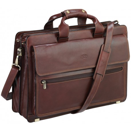 Geanta din piele maro, pentru laptop, 36 x 18 x 10cm, TONY PEROTTI - Versilia Collection