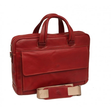 Geanta dama, din piele rosie, pentru laptop, 38 x 28 x 8cm, TONY PEROTTI - Green Collection