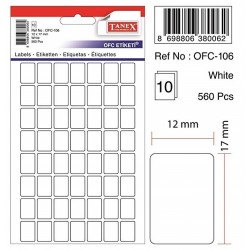 Etichete autoadezive albe, 12 x 17 mm, 560 buc/set, Tanex