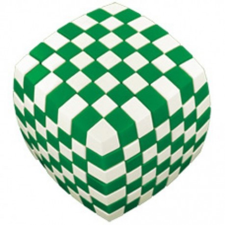 V-cube, 7 randuri, colturi rotunjite, Illusion - verde/alb