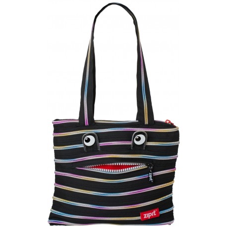 Geanta de umar ZIP..IT Monsters Tote - negru/fermoar curcubeu