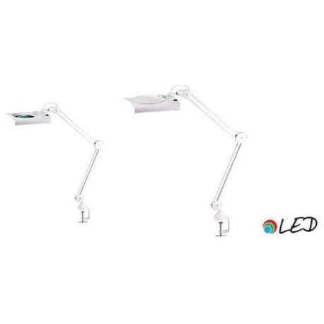 Lampa cu led, 12.4W, 4575 lux - 30cm, cu brat dublu flexibil, lupa incorporata, clema prindere, ALCO