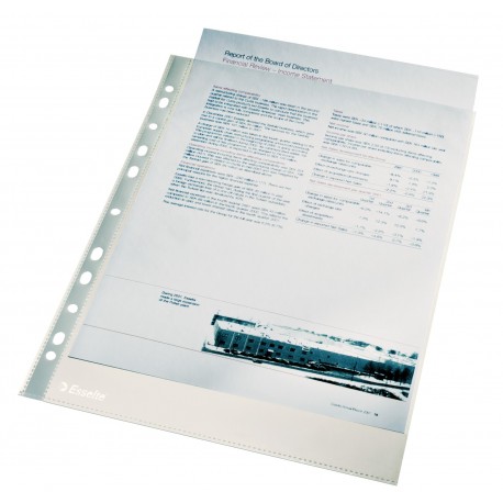 Folie protectie pentru documente, 40 microni, 100buc/set, ESSELTE - cristal