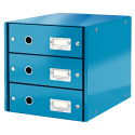 Suport cu 3 sertare, din carton laminat, LEITZ Click & Store - albastru
