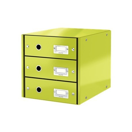 Suport cu 3 sertare, din carton laminat, LEITZ Click & Store - verde