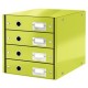 Suport cu 4 sertare, din carton laminat, LEITZ Click & Store - verde