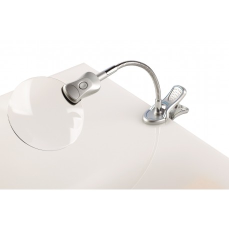 Lupa D-108mm, cu lumina LED, cu clema de prindere, ALCO - forma rotunda