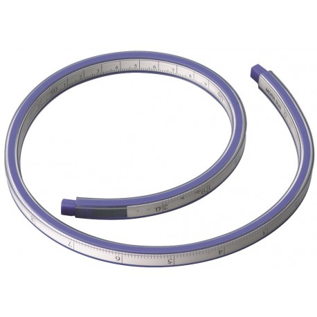 Rigla flexibila din plastic, 60cm, pentru desenat suprafete curbe, ALCO - alb/albastru