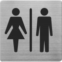Placuta cu pictograma ALCO, din otel inoxidabil, imprimate cu negru - toaleta femei/barbati