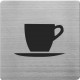 Placuta cu pictograma ALCO, din otel inoxidabil, imprimate cu negru - cafea/ceai
