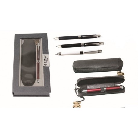 Pix multifunctional PENAC Ele-001M, cu etui din piele, cutie cadou, accesorii metalice - corp alb