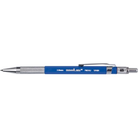 Creion mecanic metalic, 2 mm, + set mine 2mm, in blister, MOLIN - albastru/argintiu
