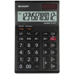Calculator de birou, 12 digits, 152 x 96 x 12 mm, SHARP EL-124TWH - negru/alb