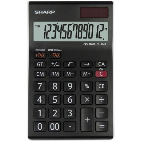 Calculator de birou, 12 digits, 152 x 96 x 12 mm, SHARP EL-124TWH - negru/alb