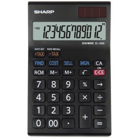 Calculator de birou, 12 digits, 155 x 97 x 12 mm, SHARP EL-128SWH - negru/alb