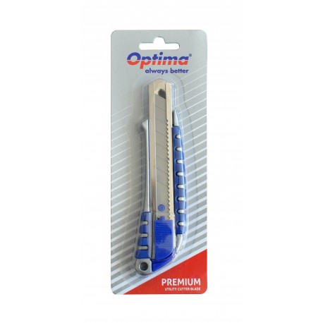 Cutter premium Optima, lama 18mm SK5, sina metalica, zinc cu rubber grip