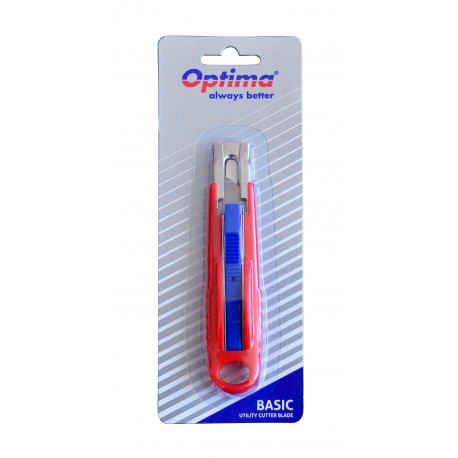 Cutter basic Optima, lama trapezoidala SK5, auto-retractabil, sina metalica, ABS