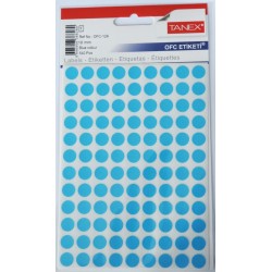 Etichete autoadezive color, D10 mm, 1080 buc/set, Tanex - albastru